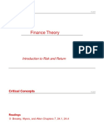 Finance Theory: Introduction To Risk and Return
