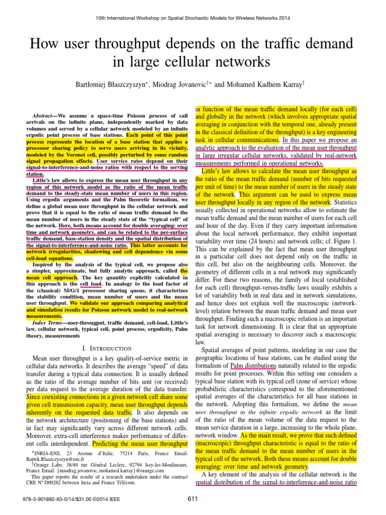 How User Throughput Depends On The Traffic Demand PDF | PDF | Mean ...