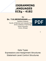 Programming Languages Eceg - 4182: Dr. T.R.Srinivasan