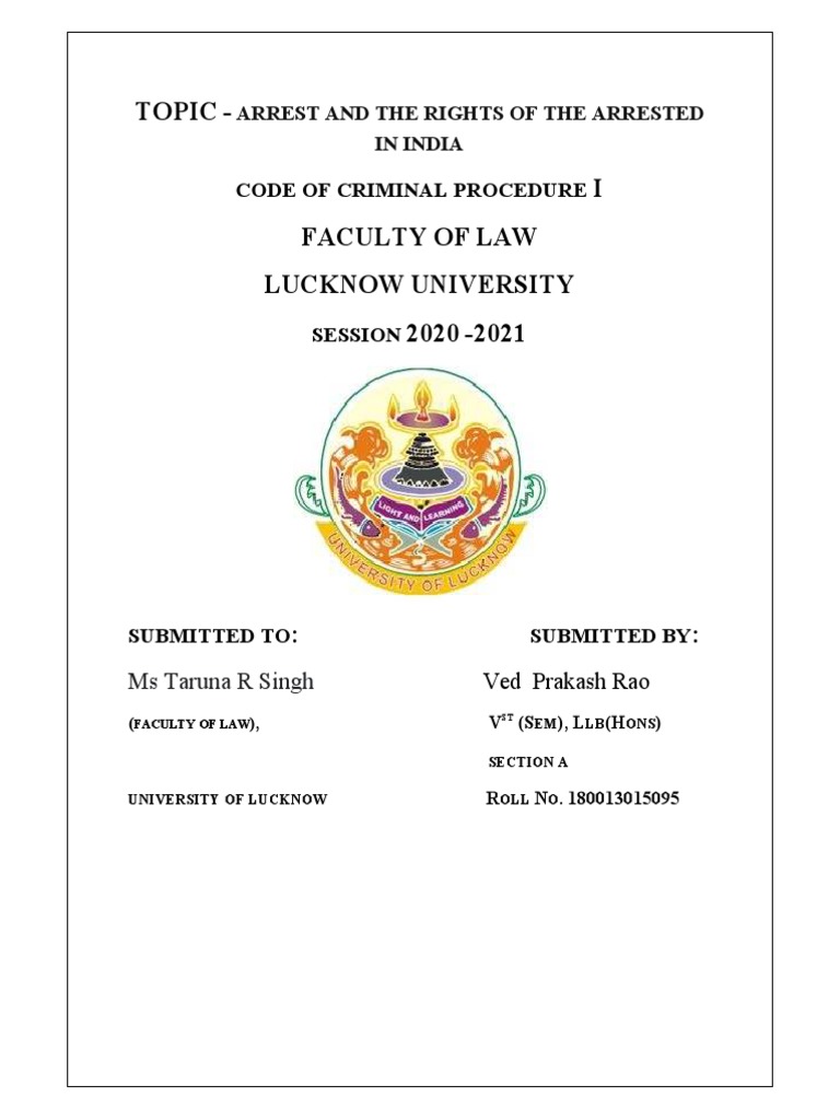 Arrest and Right of Arrest Person | PDF | Arrest | Bail