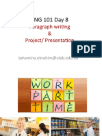 ENG 101 Day 8: Paragraph Writing & Project/ Presentation
