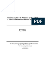 Preliminary Needs Analysis of The Child & Adolescent Mental Health Workforce
