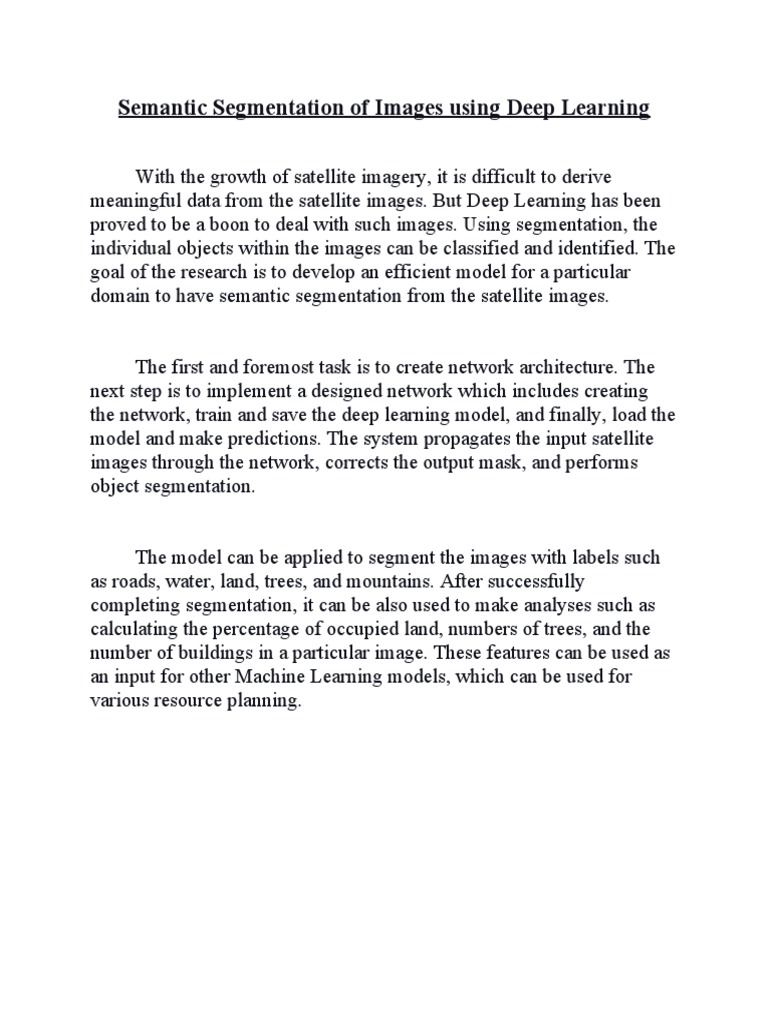 Deep Learning for Satellite Image Segmentation | PDF