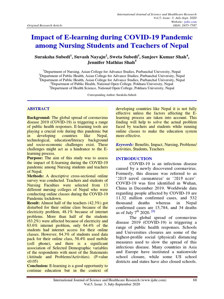 Impact of ELearning During COVIDIJSHR0012 PDF | PDF | Educational ...