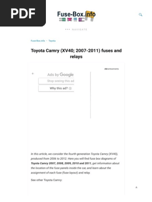2011 toyota camry cigarette lighter fuse location Hybrid box diagram Fuses location - Camry 50j