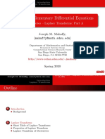 Math 337 - Elementary Differential Equations: Lecture Notes - Laplace Transforms: Part A