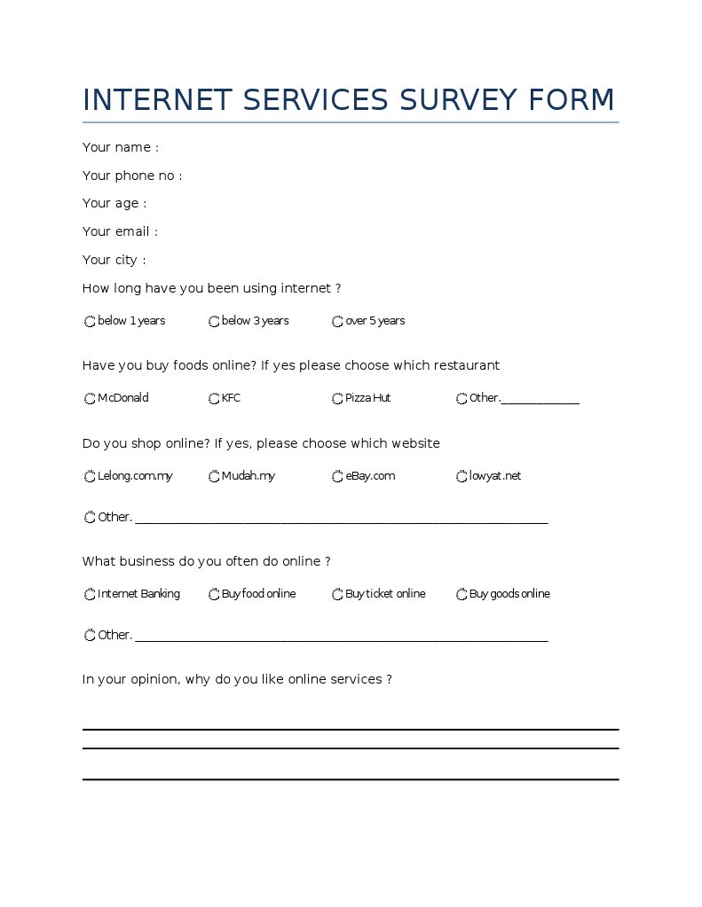 Internet Services Survey Form | PDF