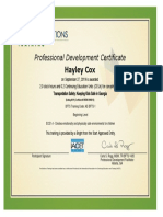Professional Development Certificate: Hayley Cox