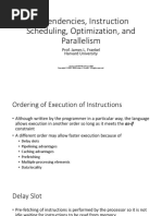 Dependencies, Instruction Scheduling, Optimization, and Parallelism