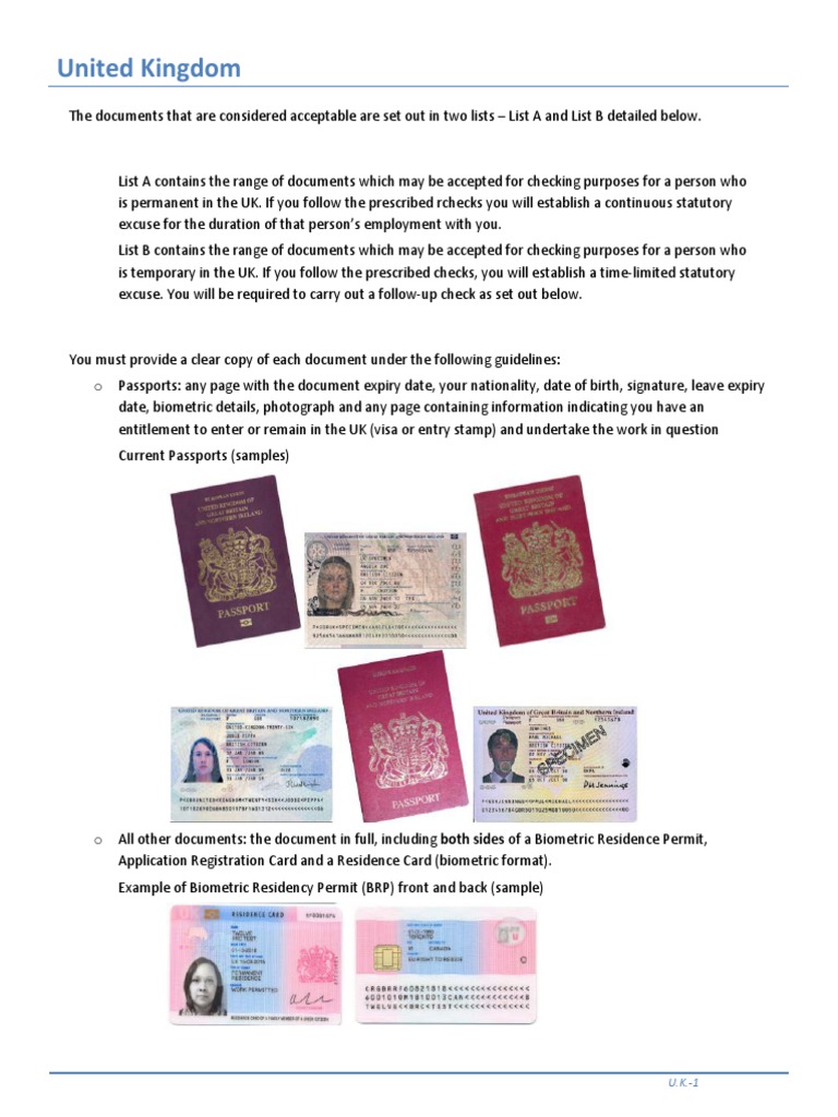 UK Employment Document Guidelines | PDF | Passport | Human Migration