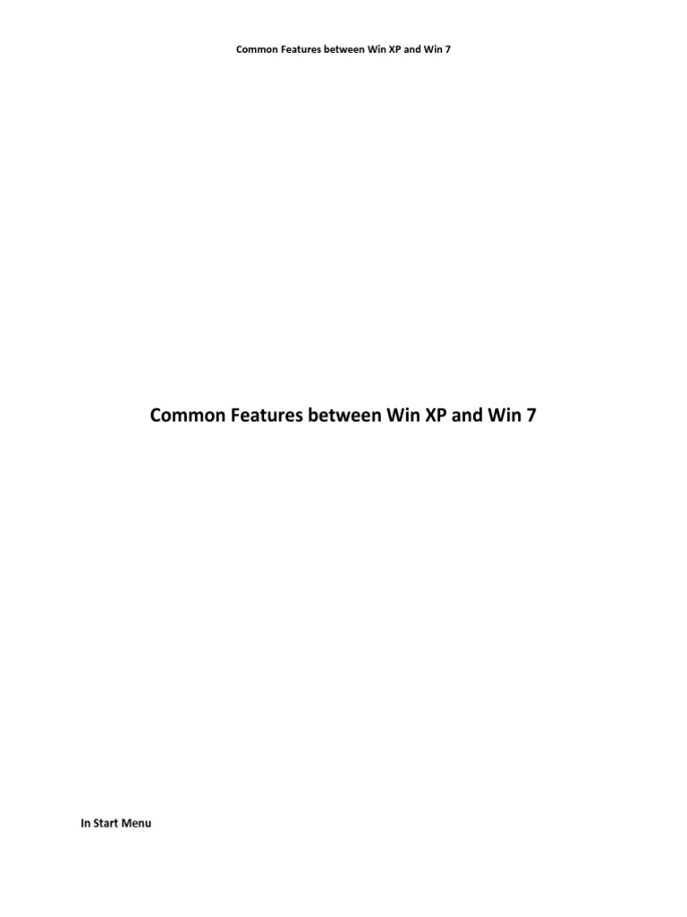 Win XP vs Win 7: Key Features Comparison | PDF | Computer Keyboard ...