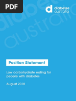 Position Statement: Low Carbohydrate Eating For People With Diabetes August 2018