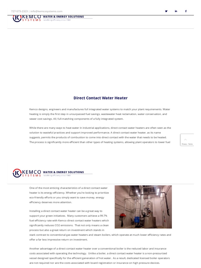 Direct Contact Water Heater Kemco Systems PDF Water Heating Boiler