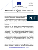 OSCE Permanent Council #1185 Vienna, 10 May 2018 EU Statement On The Situation of Jehovah's Witnesses in Russia