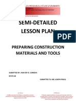 Semi-Detailed Lesson Plan: Preparing Construction Materials and Tools