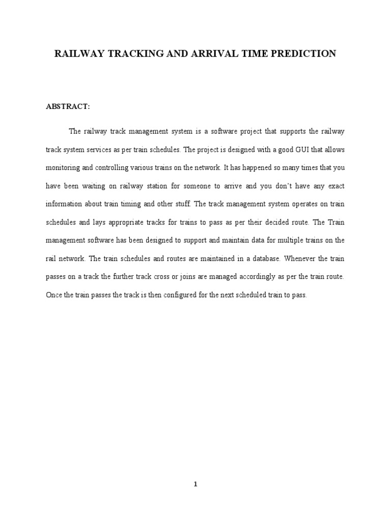 Railway Tracking and Arrival Time Prediction PDF Software Testing