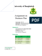 Assignment On Business Plan: Green University of Bangladesh