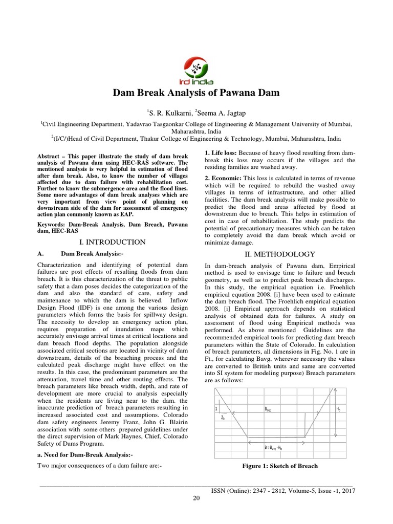 Pawana Dam Break Analysis Using HEC-RAS | PDF | Dam | Spillway