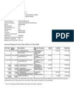 Account Statement From 2 Dec 2020 To 27 Dec 2020: TXN Date Value Date Description Ref No./Cheque No. Debit Credit Balance