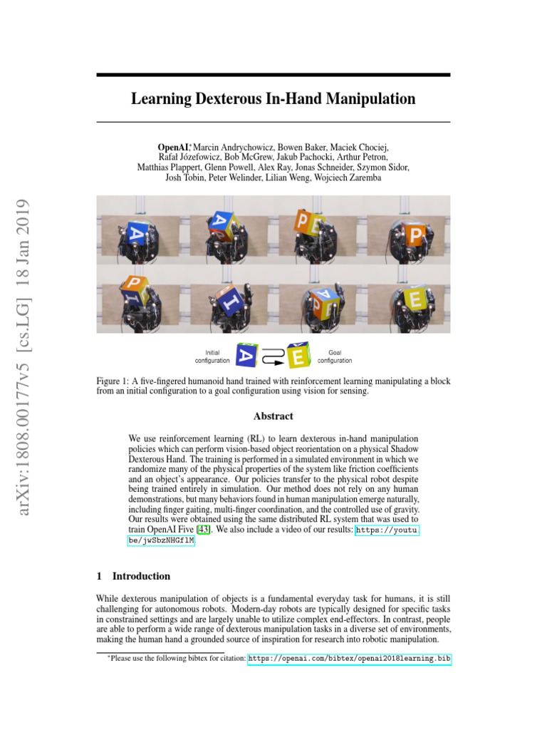 Learning In-Hand Manipulation Skills | PDF | Graphics Processing Unit ...