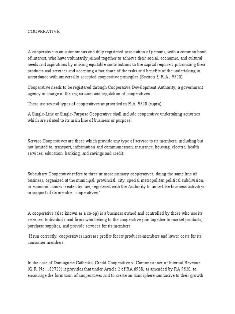 Cooperative PDF Cooperative Tax Exemption