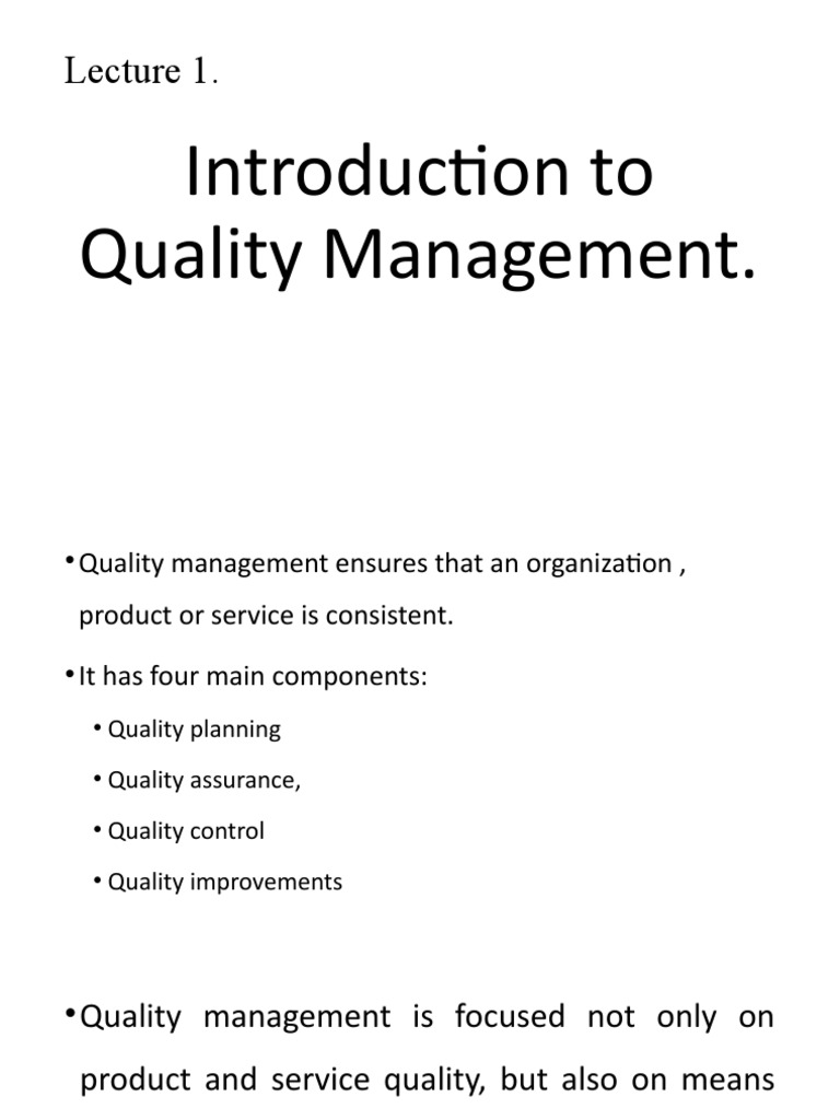 Introduction to Quality Management Systems | PDF | Quality Management ...