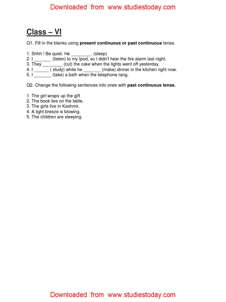 CBSE Class 6 English - Continuous Tense PDF | PDF | Wellness