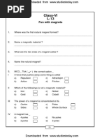 CBSE Class 6 Fun With Magnets Worksheet PDF