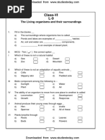 CBSE Class 6 The Living Organisms Worksheet PDF