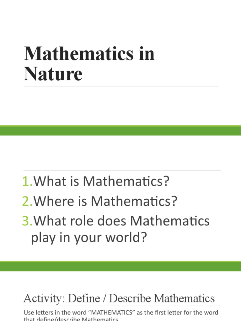 Mathematics in Nature: Patterns and Roles | PDF | Teaching Mathematics ...