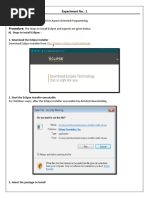 Experiment No.: 1 Aim: Procedure:: A) Steps To Install Eclipse: - 1. Download The Eclipse Installer