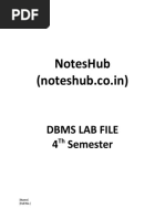 Noteshub (Noteshub - Co.In) : Dbms Lab File 4 Semester