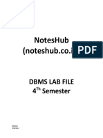 Noteshub (Noteshub - Co.In) : Dbms Lab File 4 Semester