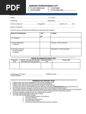 1 - Contoh Borang Permohonan Cuti  PDF
