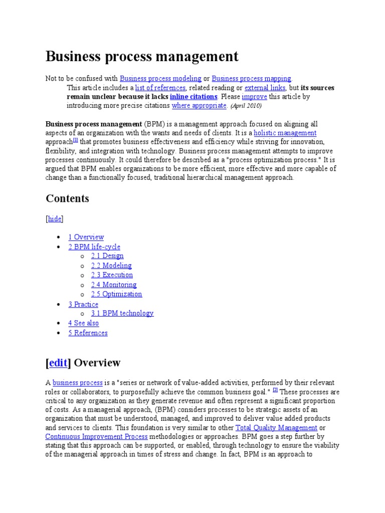 Business Process Management Overview | PDF | Business Process ...