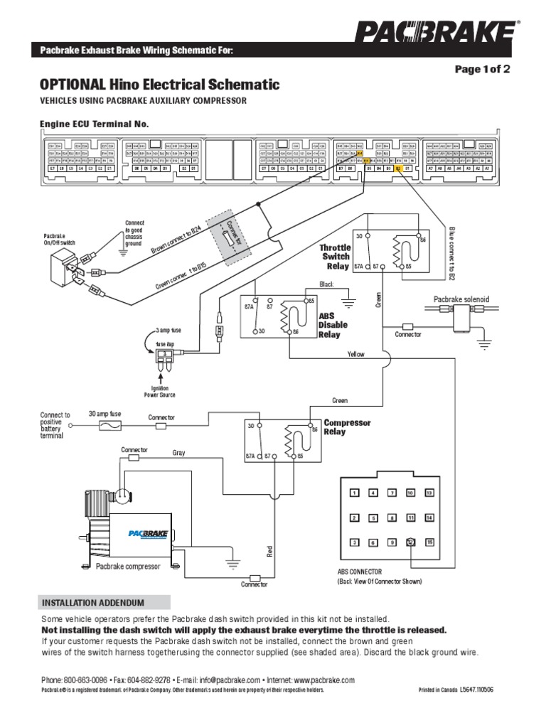 OPTIONAL Hino Electrical Schematic Pacbrake Exhaust Brake Wiring Schematic For PDF