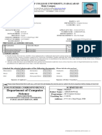 Department of Computer Science: Admission Form