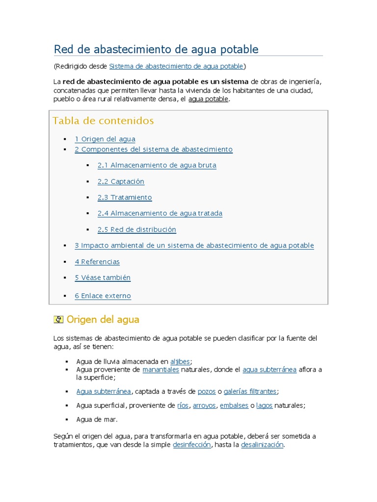 Sistema de Abastecimiento de Agua Potable | PDF | Red de abastecimiento ...