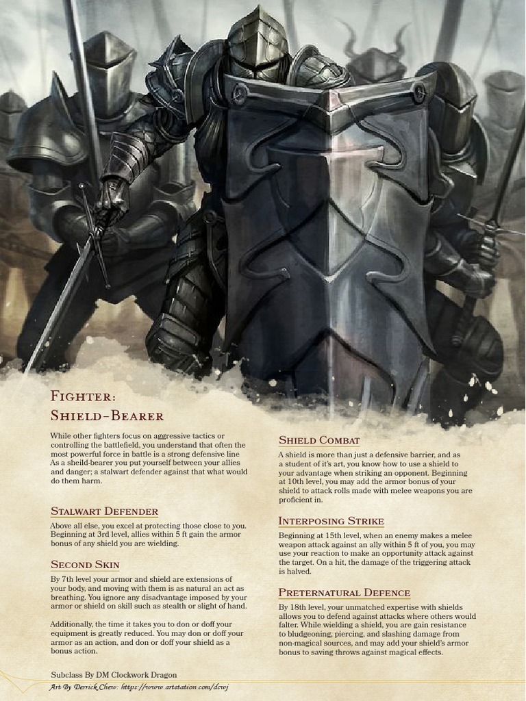 ShieldBearer Martial Archetype PDF Armour Shield