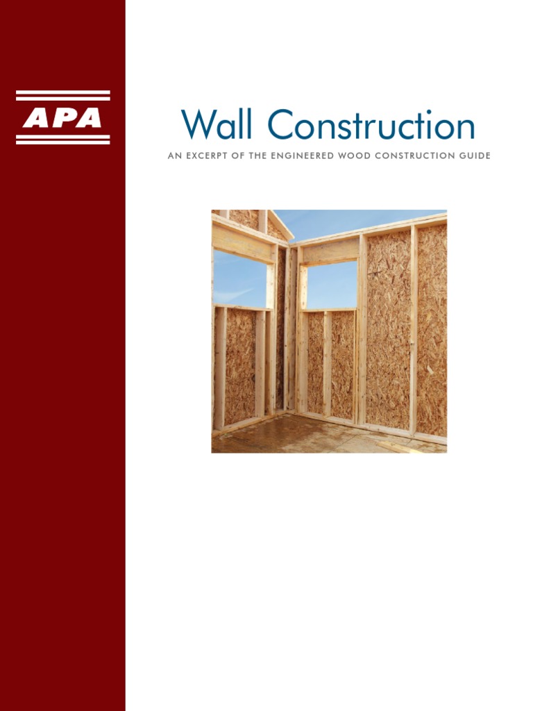 APA Engineered Wood Construction Guide Excerpt Wall Construction PDF