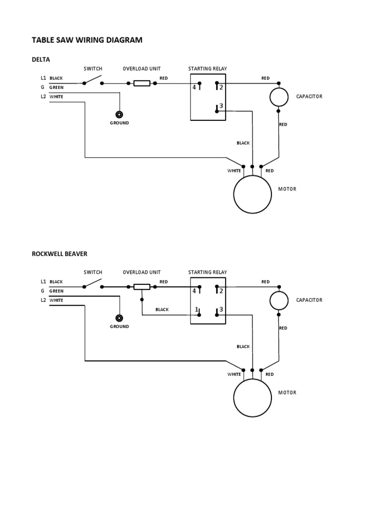 Table Saw Wiring Diagram Delta PDF
