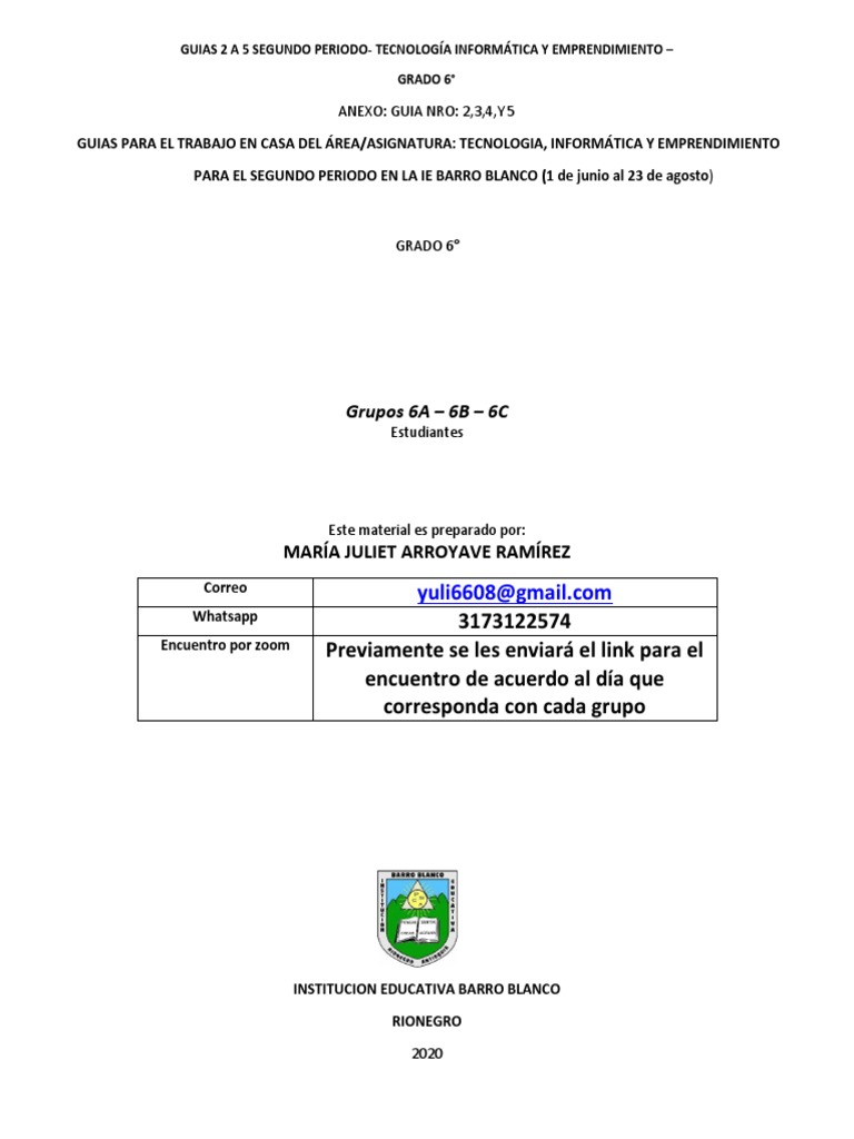 Guias 2 A 5 Tecnologia e Informatica Sexto 2P | PDF | Periférico ...