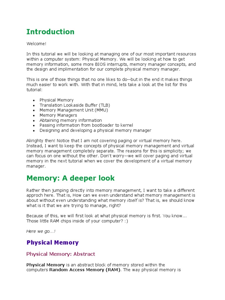 Managing Physical Memory in Systems | PDF | Random Access Memory ...