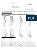 Part 1. Choose The Word Whose Underlined Part Is Pronounced Differently From The Others of The Same Line. Circle Your Answers