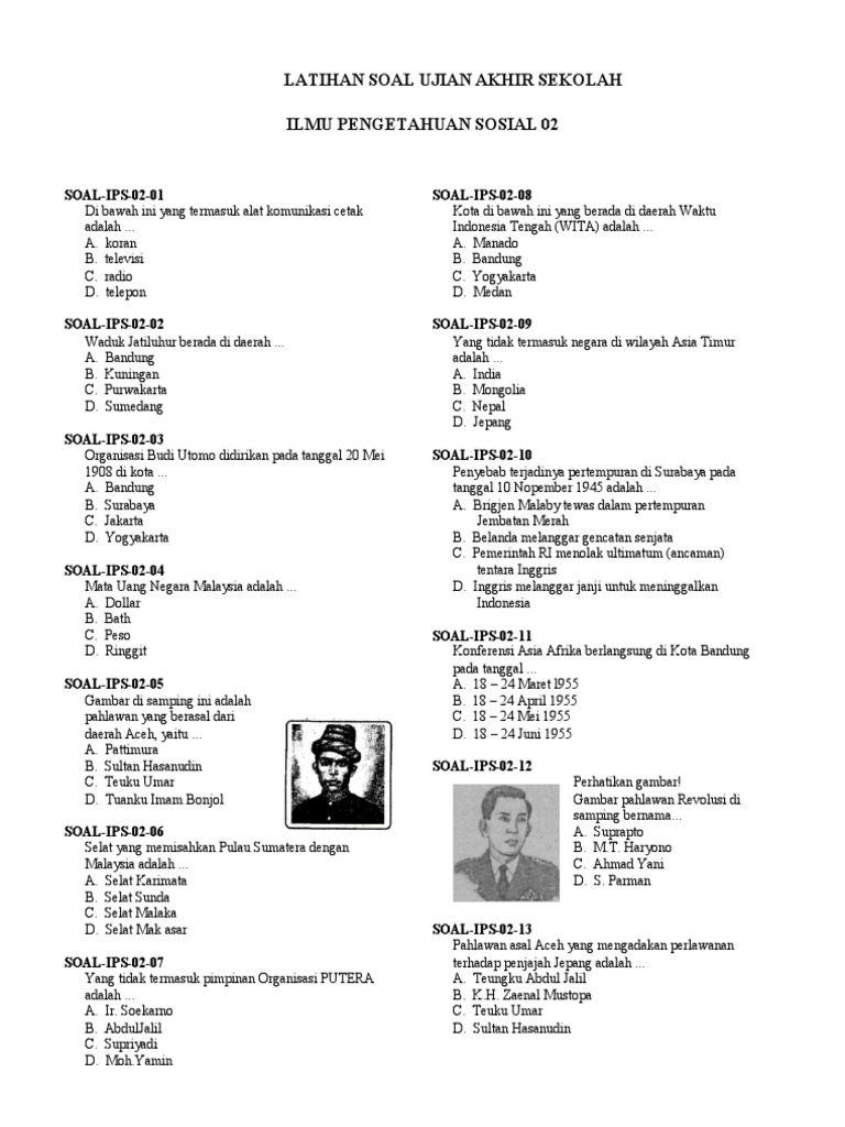 Latihan Soal Ujian Akhir Sekolah Ips 02