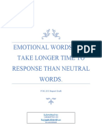 Emotional Words Will Take Longer Time To Response Than Neutral Words