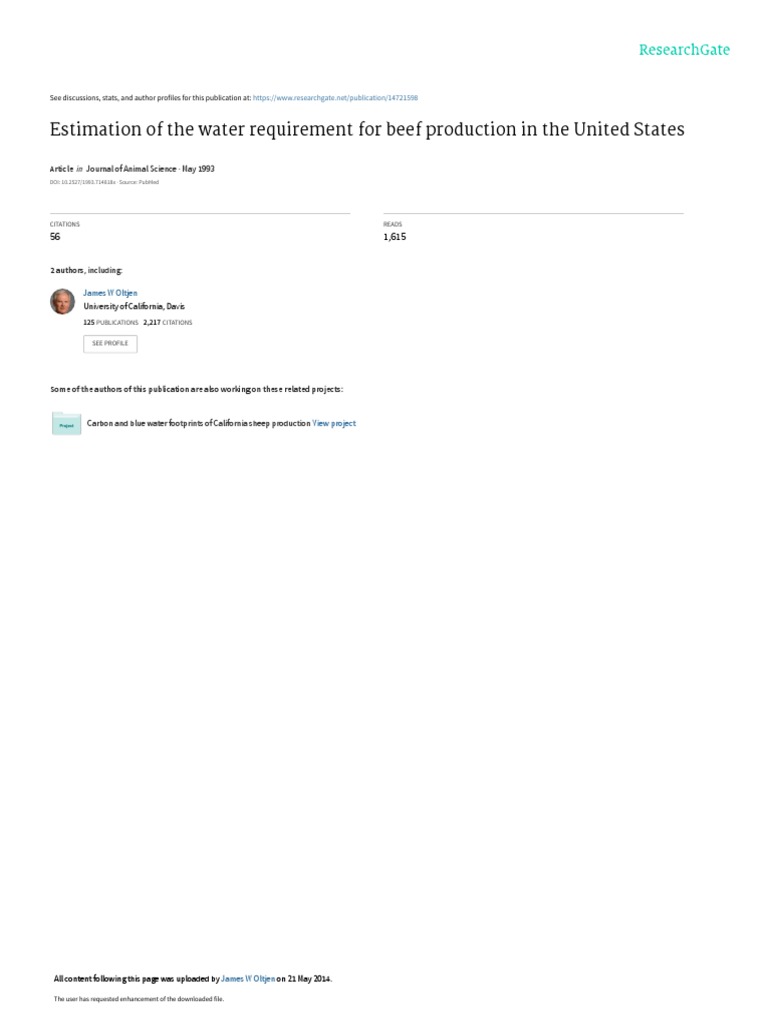 Water Requirement For Beef PDF Cattle Dairy Cattle