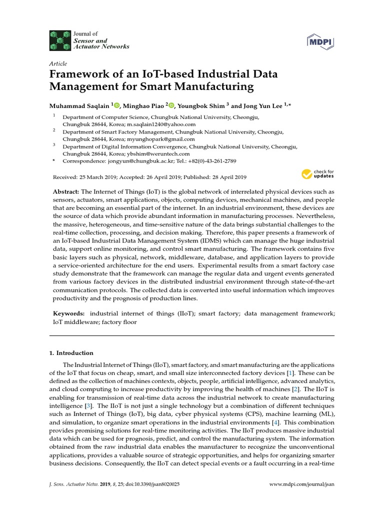 Framework of An Iot-Based Industrial Data Management For Smart ...