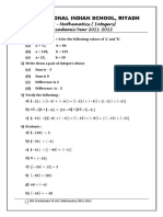 Math integers worksheet