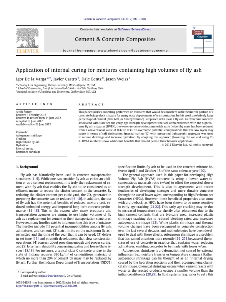 Internal Curing in High Volume Fly Ash Concrete | PDF | Fly Ash | Concrete